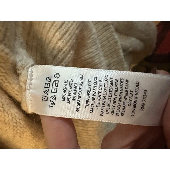 WILLIAM RAST Alpaca Bobble Sweater Women XS V-Back Heathered Ivory Dolman Sleeve - Picture 8 of 12